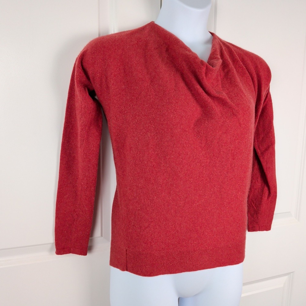 Red Cashmere Cowl‎ Neck Long Sleeve Sweater Quiet Luxury Old Money